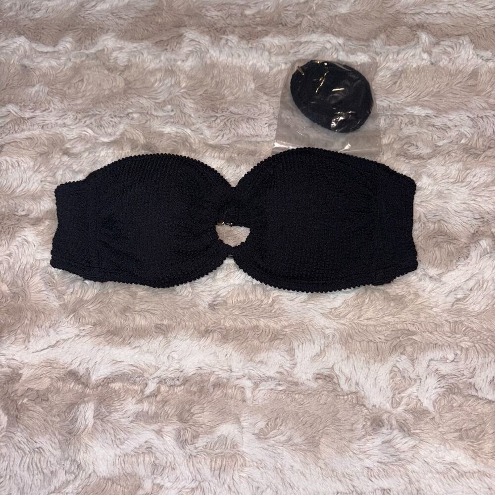 Wild Fable XXS Black Textured Bandeau Bikini Top Strapless with Pads – No Tag